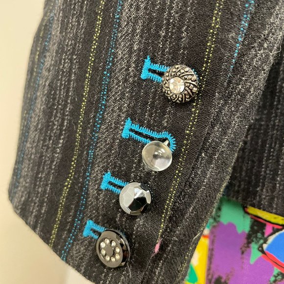 Eclectic Button Striped Blazer - Picture 2 of 6